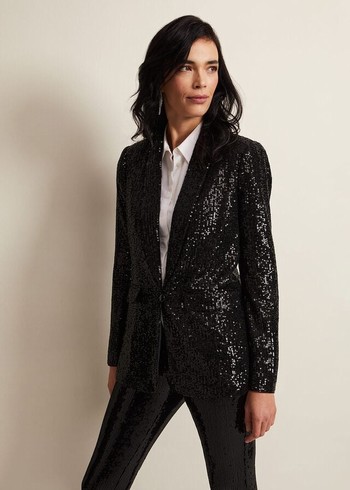 Phase Eight Ameera Sequin Soft Jackets Black Australia | UR9725064